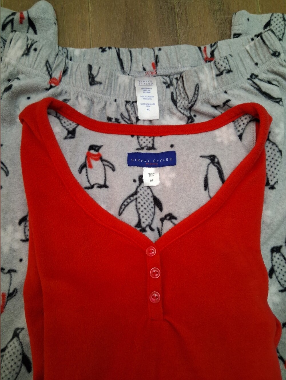 Women's Red Penguin Pajamas Small- Simply Styled